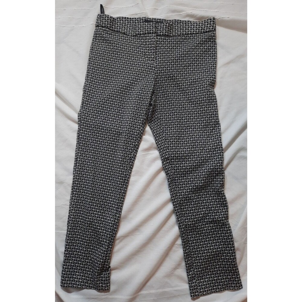 Amanda + Chelsea Pants Womens 6 Black White Geometric Print Ankle